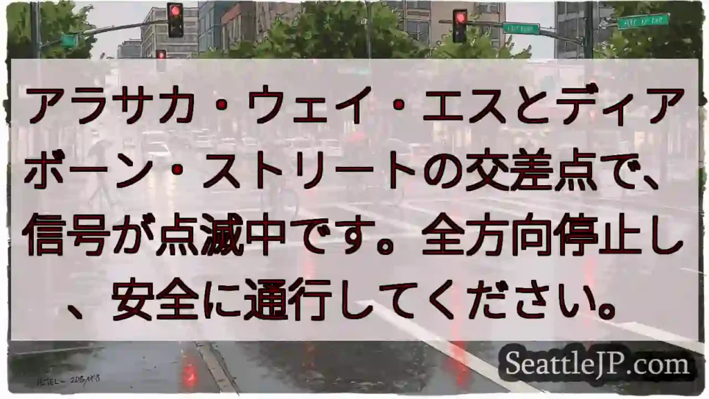 交差点注意！全方向停止！