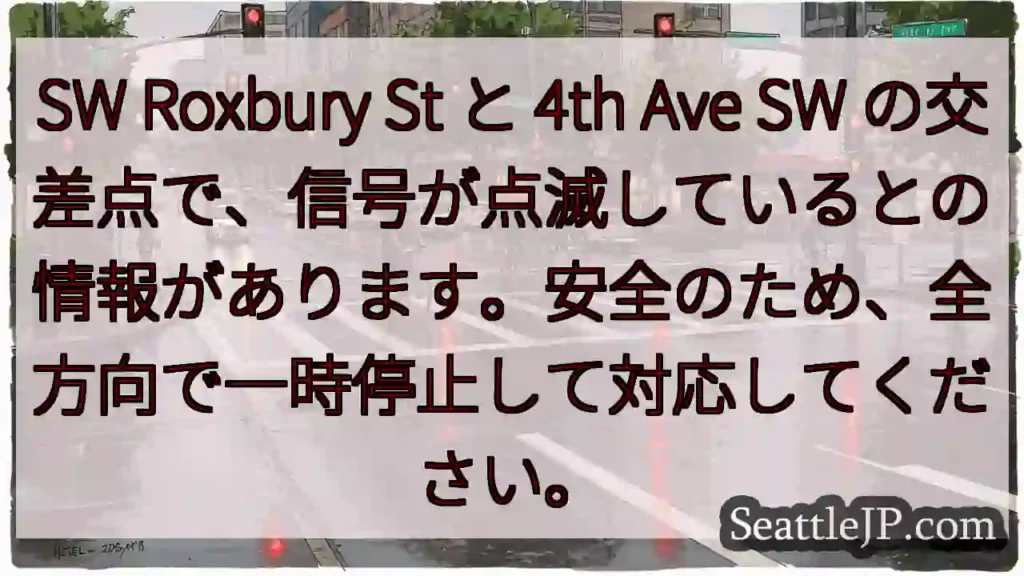 信号点滅注意！一時停止を！