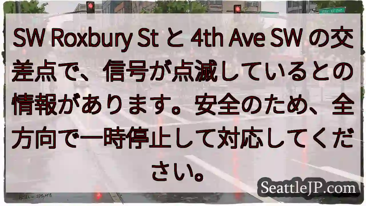 信号点滅注意！一時停止を！
