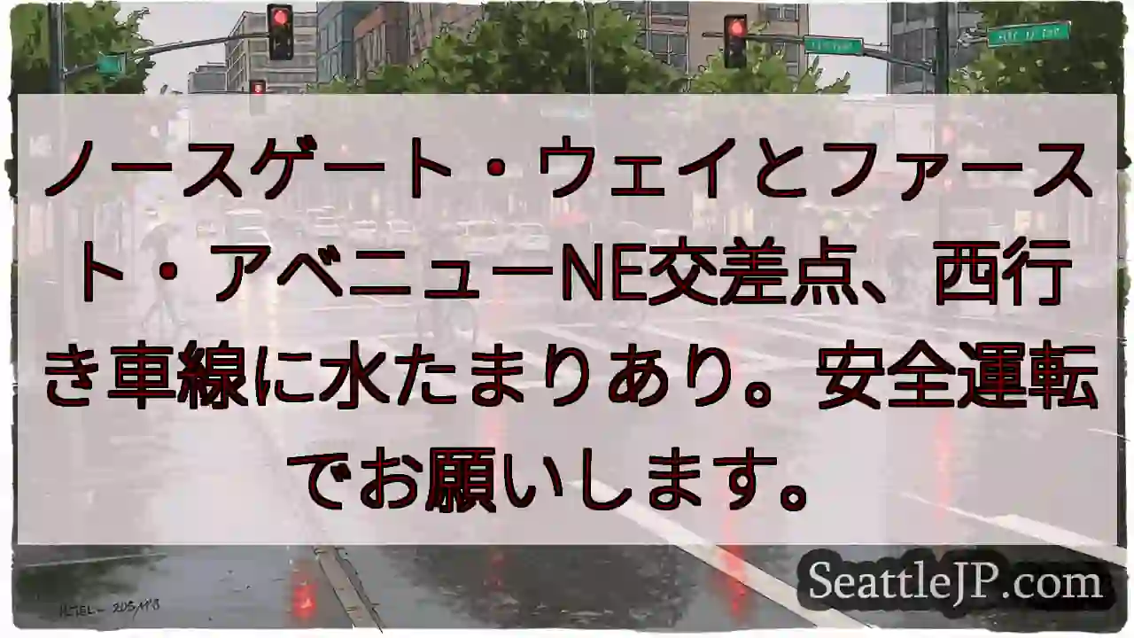 水たまり注意！ノースゲート交差点