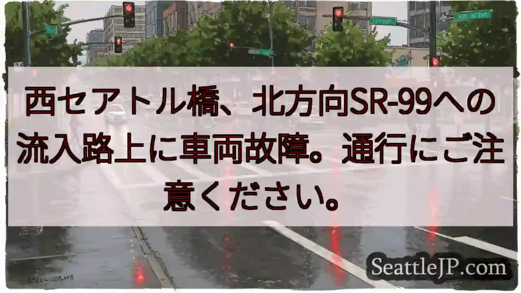 西セアトル橋：流入路上故障！注意！