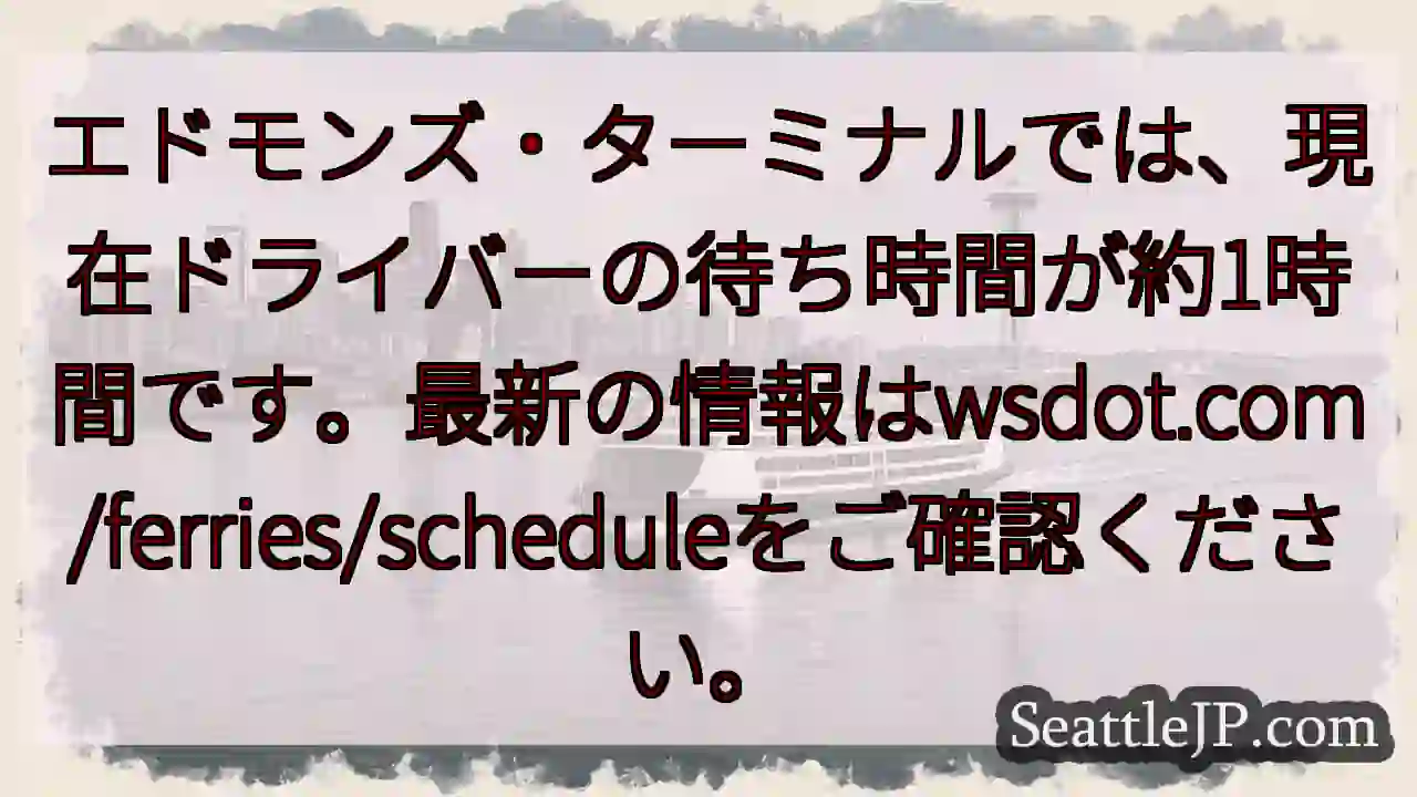 フェリー待ち: 約1時間