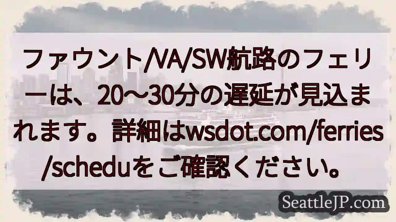 フェリー遅延：20～30分