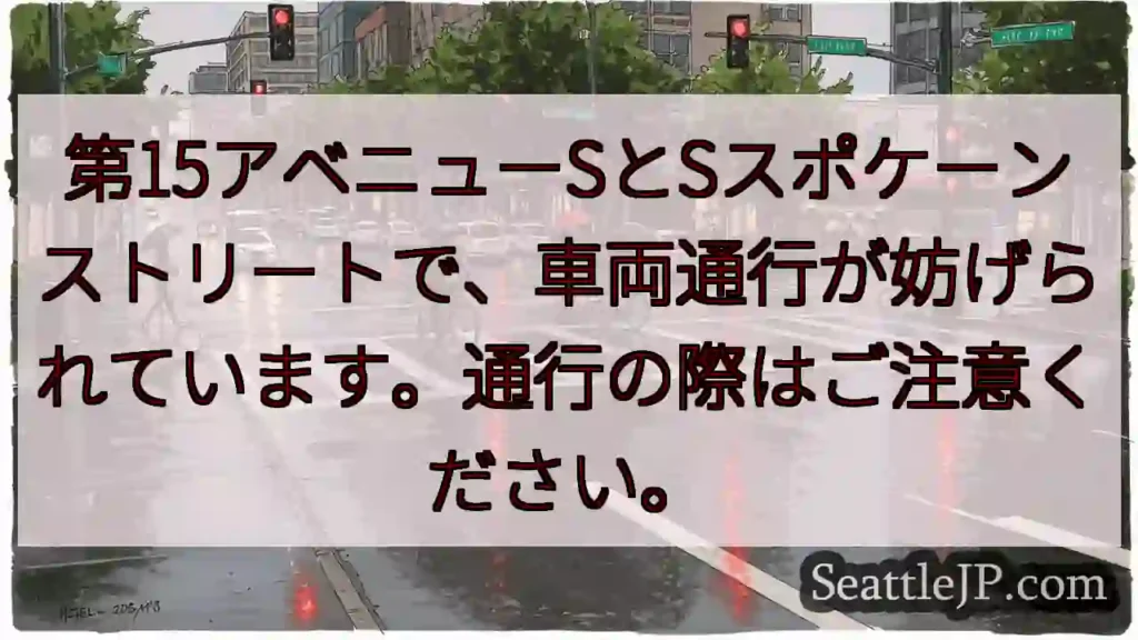 通行規制：第15アベニューSとスポケーンストリート