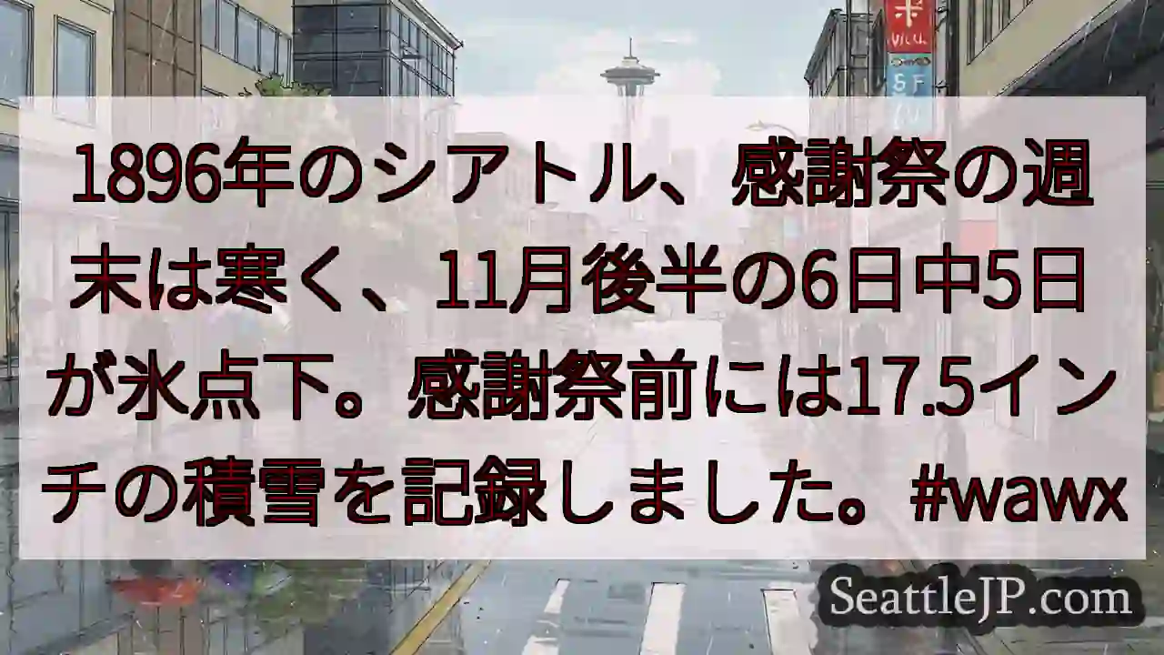 シアトル感謝祭、氷点下！17.5インチの積雪