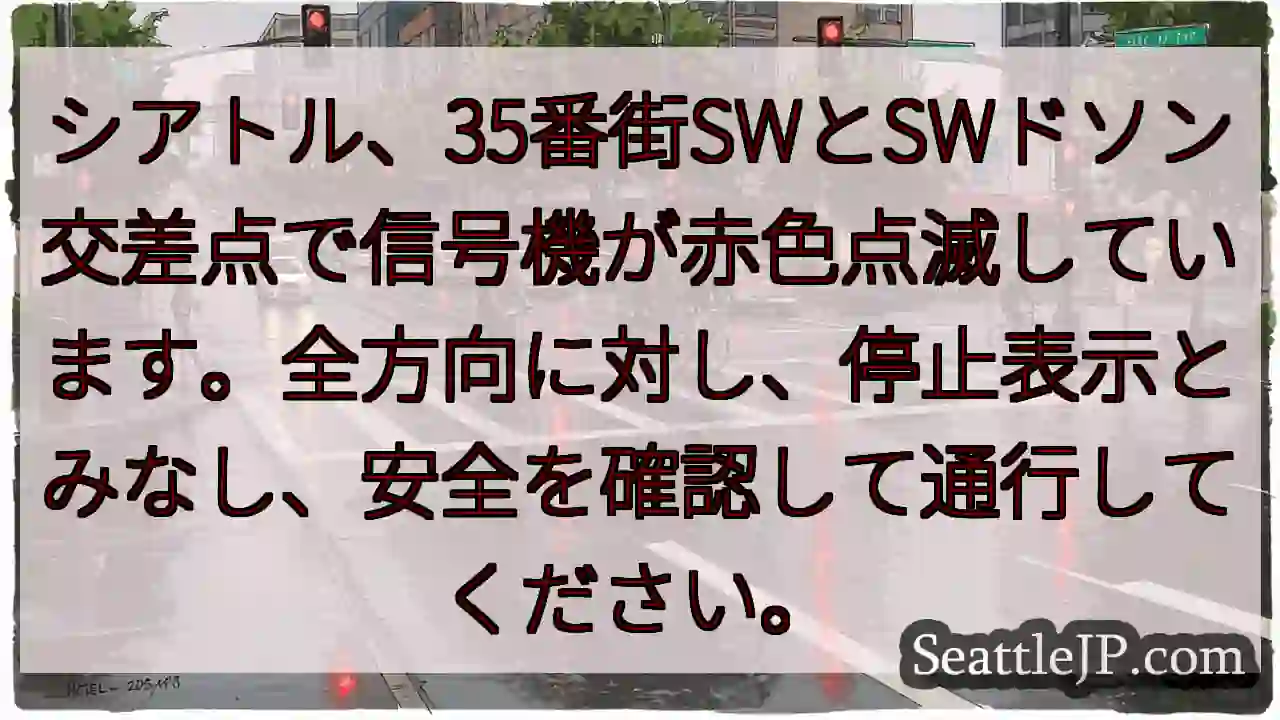 信号赤点滅！安全確認して通行。