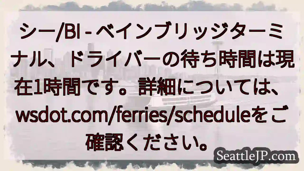 フェリー待ち: 1時間