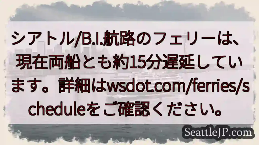 フェリー遅延：約15分