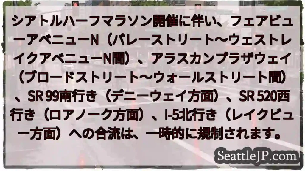 交通規制:ハーフマラソン開催に伴い