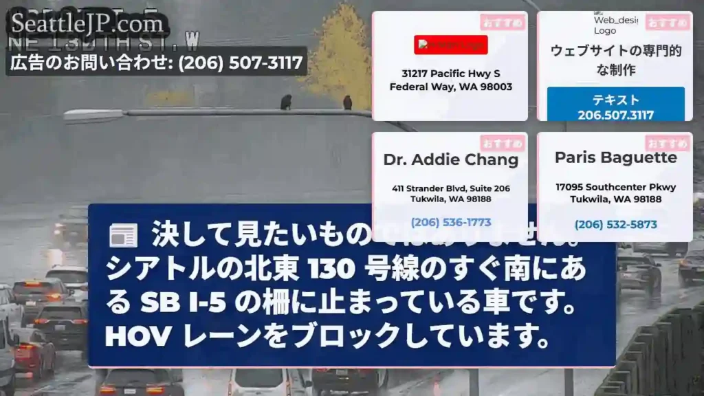 決して見たいものではありません。シアトルの北東 130 号線のすぐ南にある SB I-5