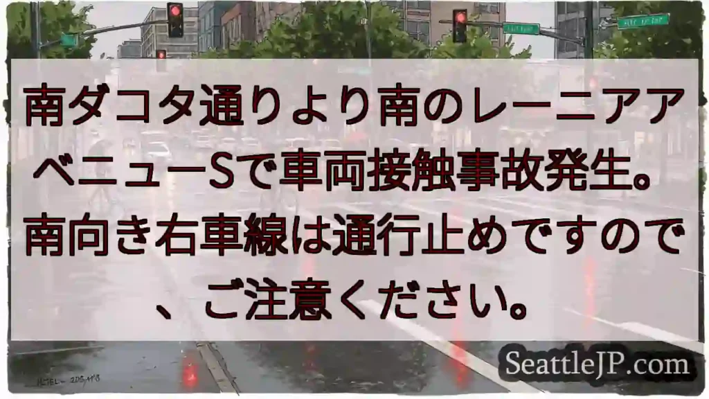 レーニアS:車両事故！右車線通行止め