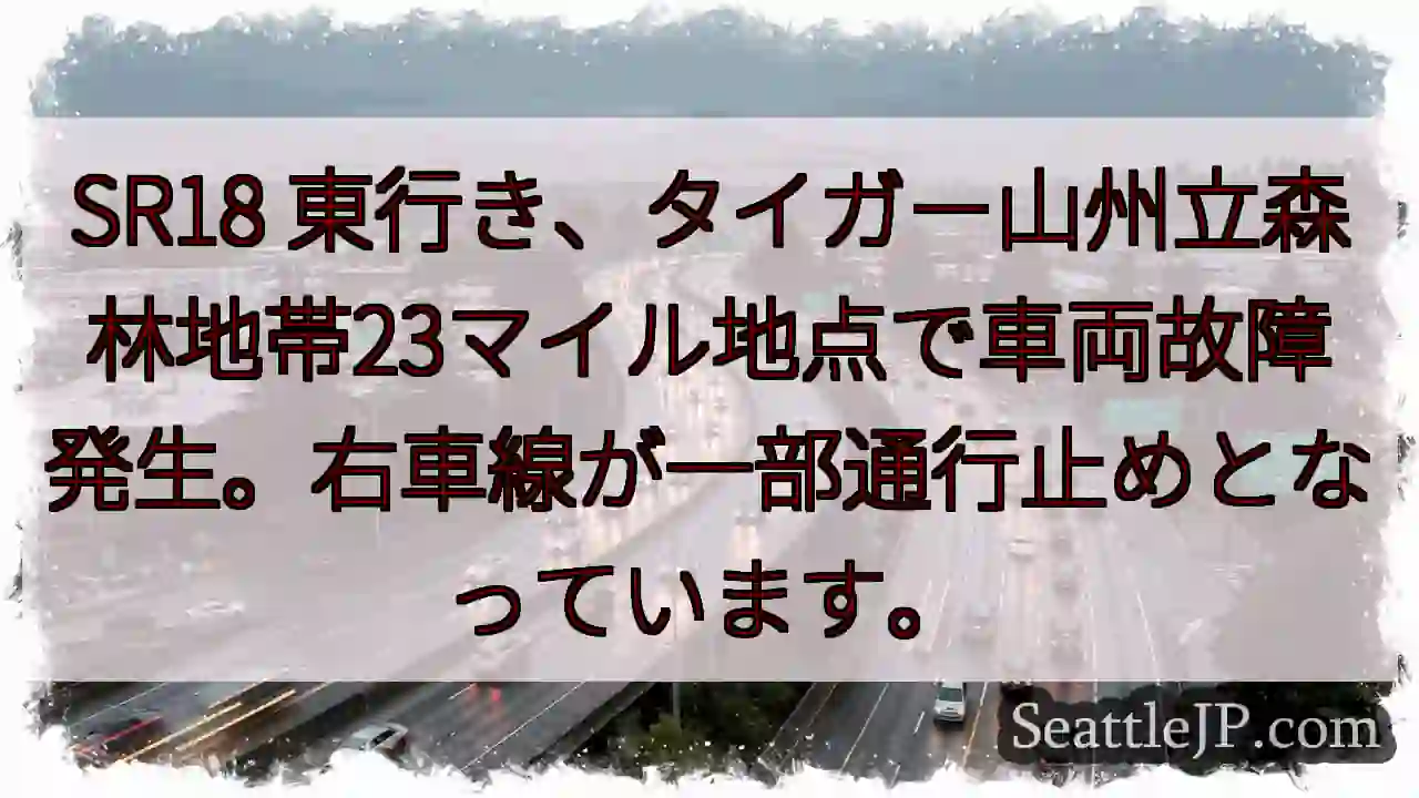 SR18 故障発生！右車線通行止め