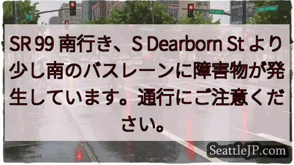 SR 99 南：バスレーン障害物！注意！