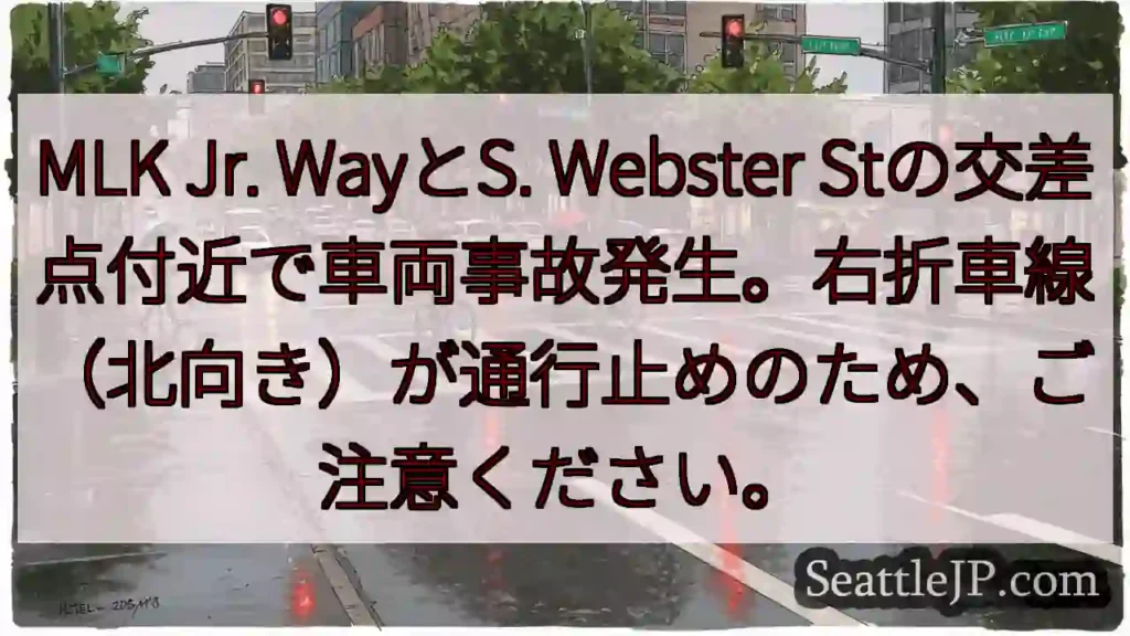 交差点で事故！右折車線通行止め