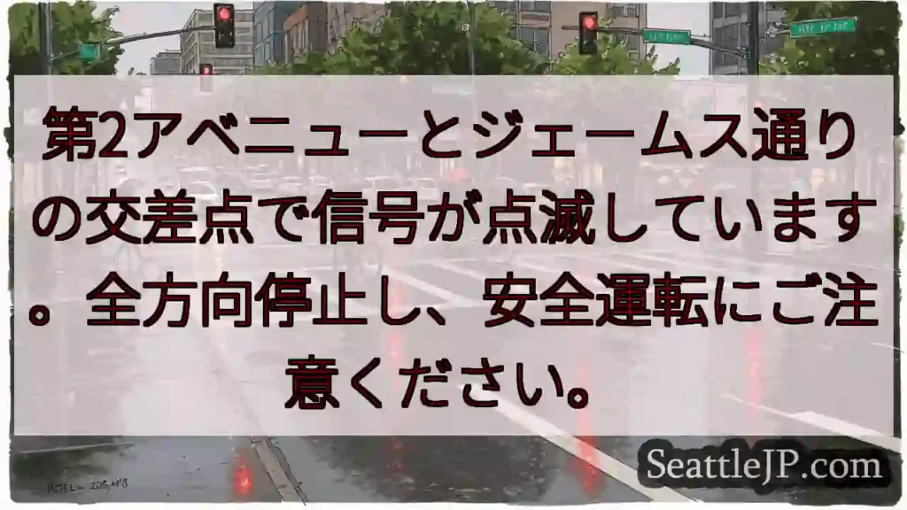 信号点滅!全方向停止!安全運転!