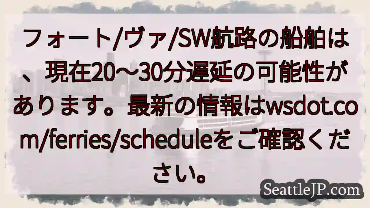 フェリー遅延：20～30分