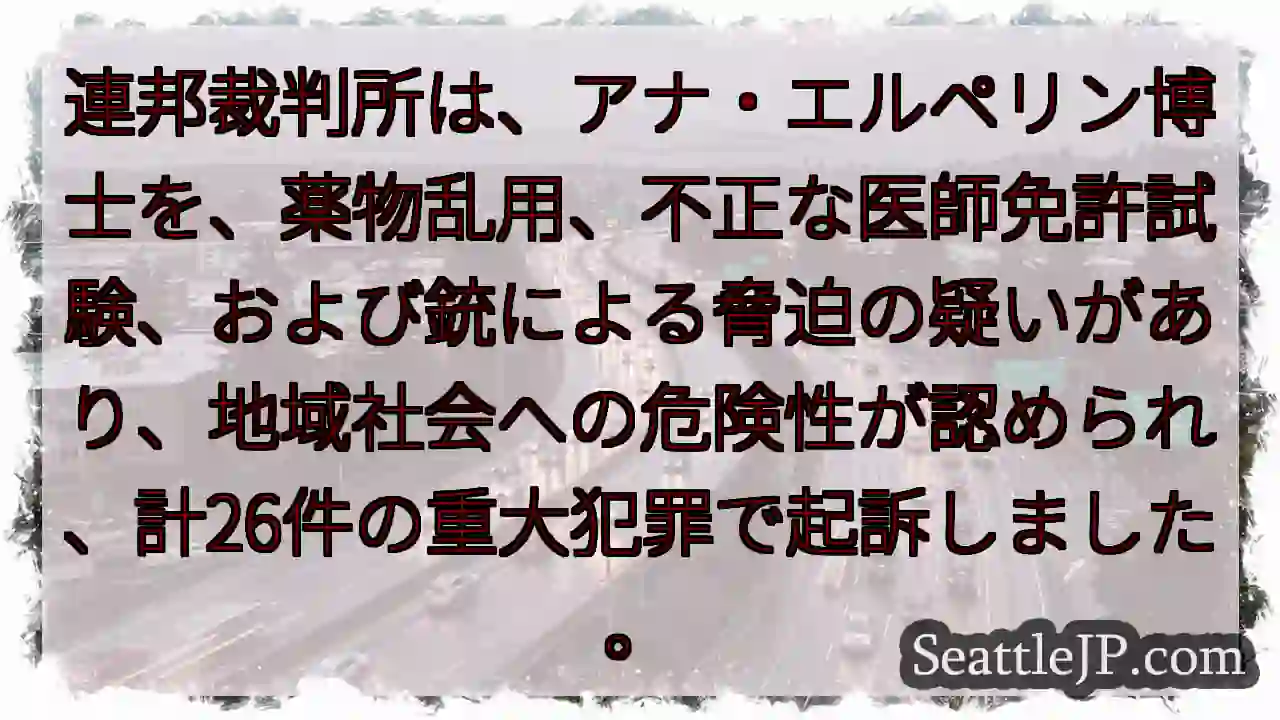 医師起訴: 重罪26件、危険人物と認定