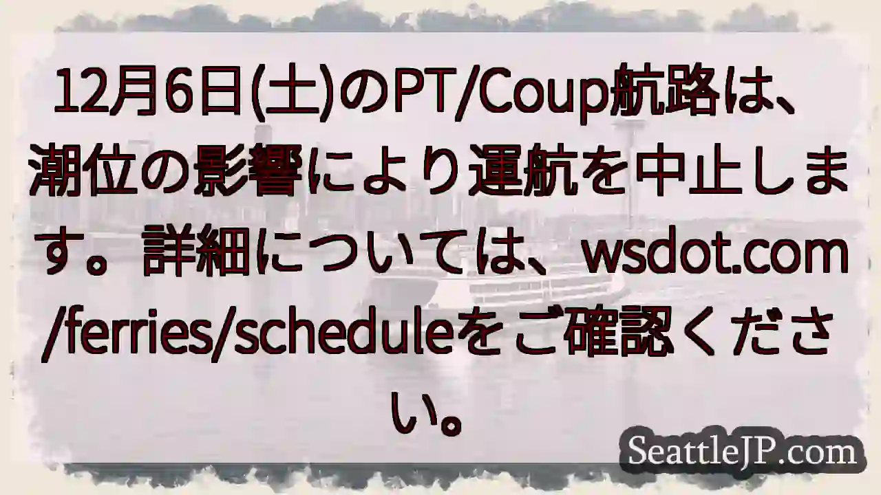航路運休：12/6 潮位の影響