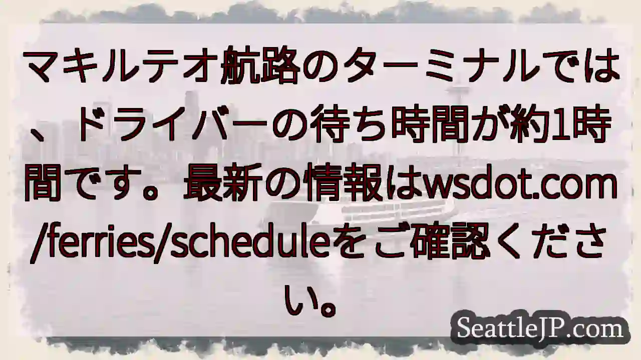 マキルテオ航路：待ち時間約1時間