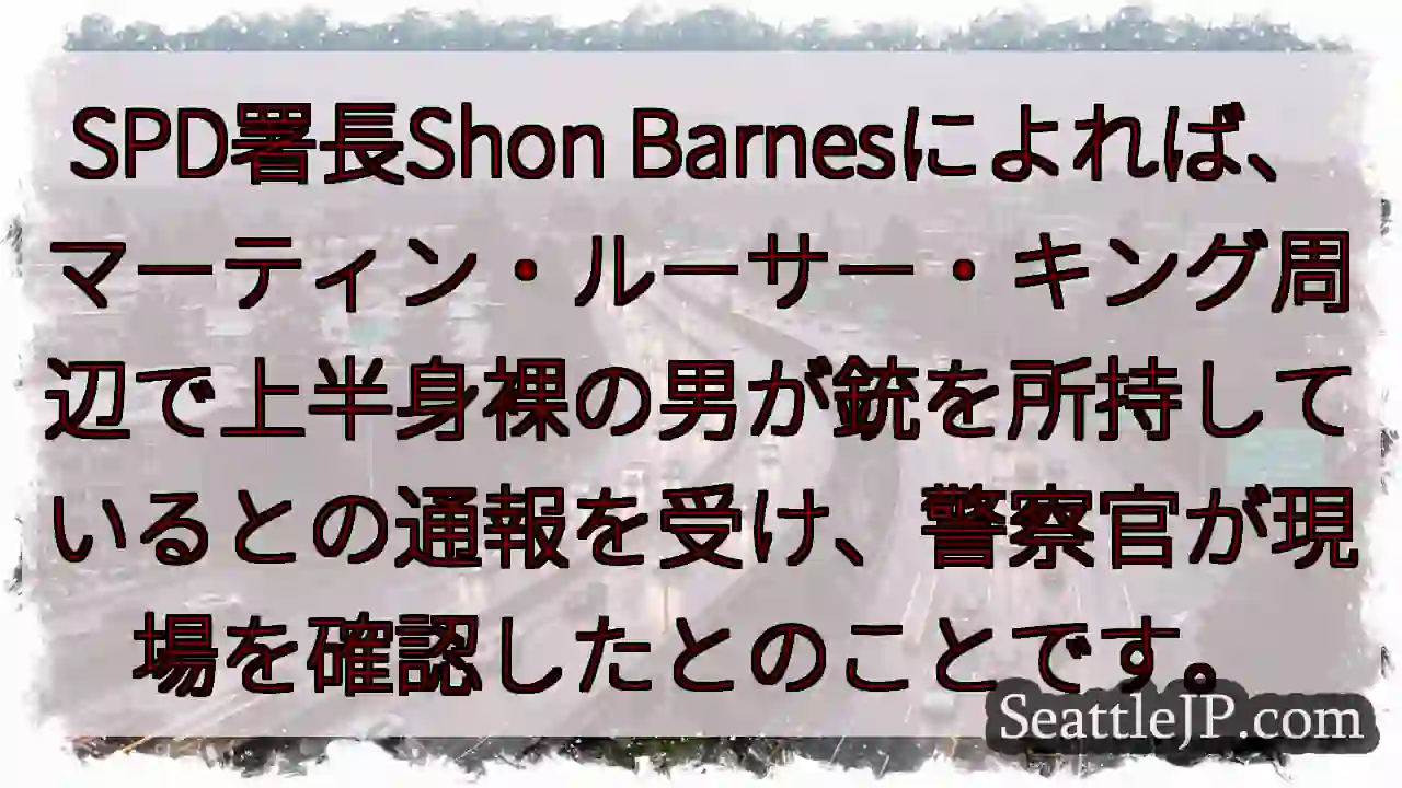 上半身裸の男、銃所持か？