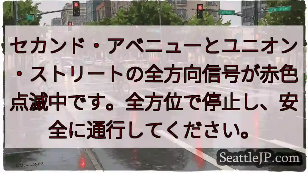 🚨赤点滅！全方位停止、安全確認🚨