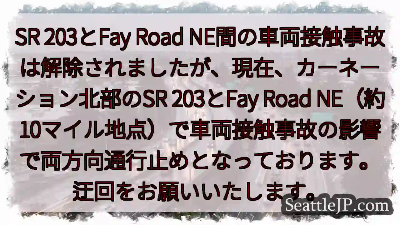 SR 203通行止め！カーネーション北へ注意