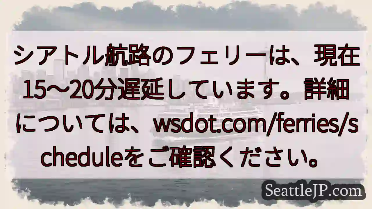 フェリー遅延：15～20分
