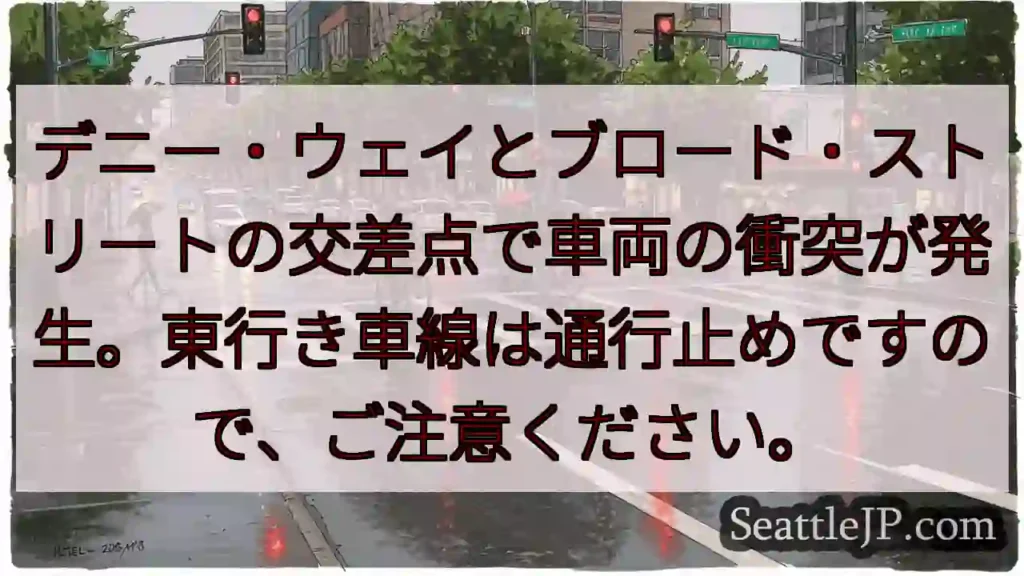 交差点で車両事故!東行き通行止め