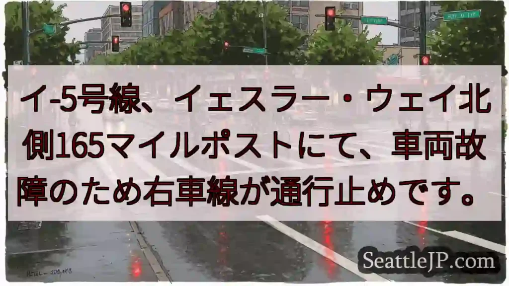 通行止め！イ-5号線、165マイルポスト