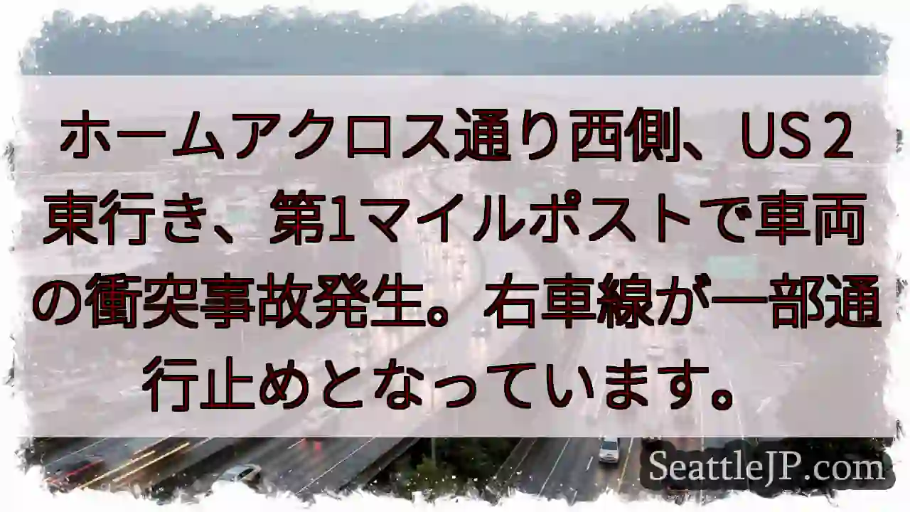 事故発生！右車線通行止め