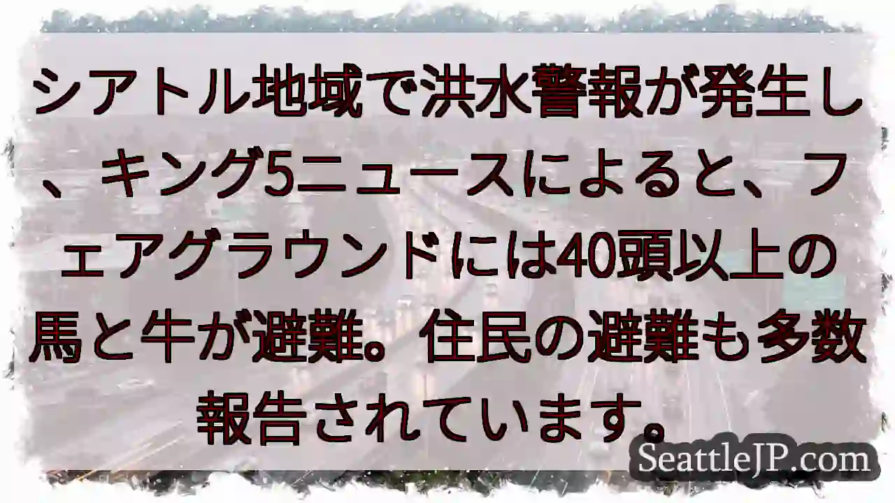 シアトル：洪水警報！家畜避難