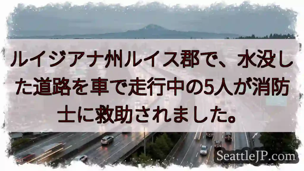 水没道路、５人救出！