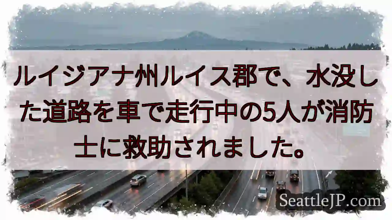 水没道路、５人救出！