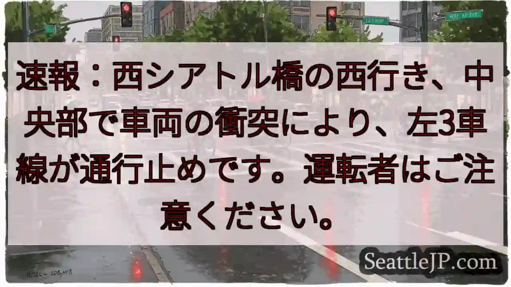 西シアトル橋：左3車線通行止め！