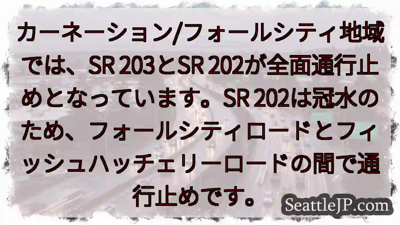SR202・203通行止め！冠水注意