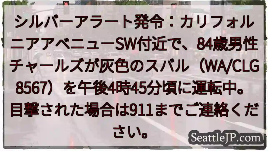 🚨高齢ドライバー発覚！スバル、カリフォルニアSW付近