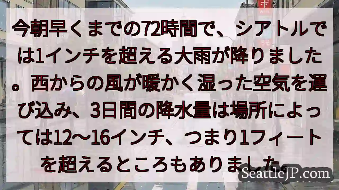 シアトル、72時間で記録的豪雨！