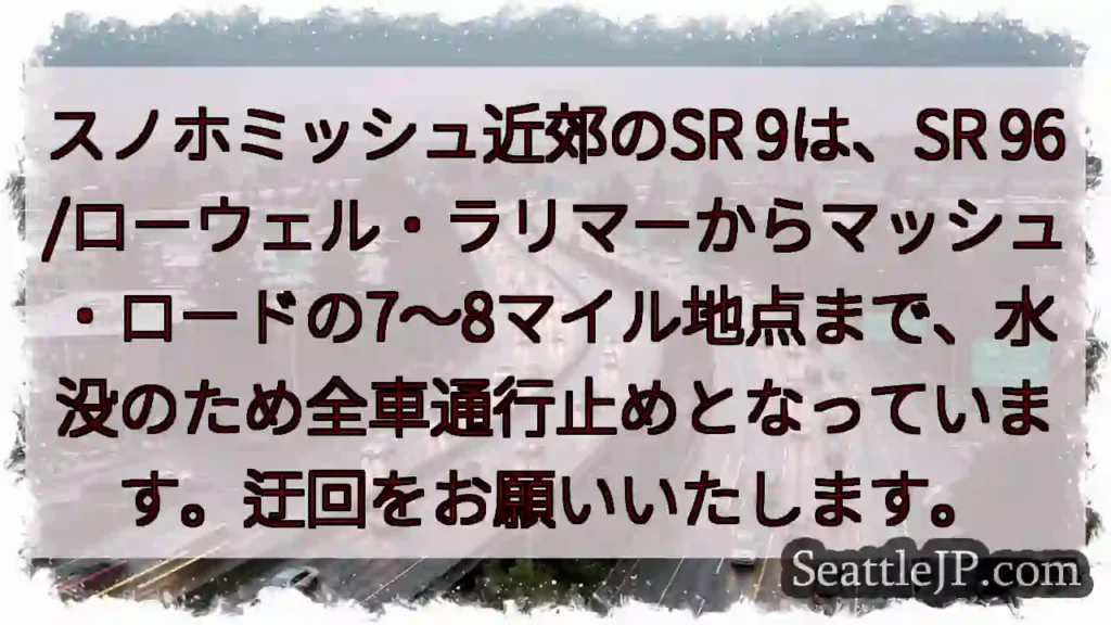 SR9通行止め!水没注意!
