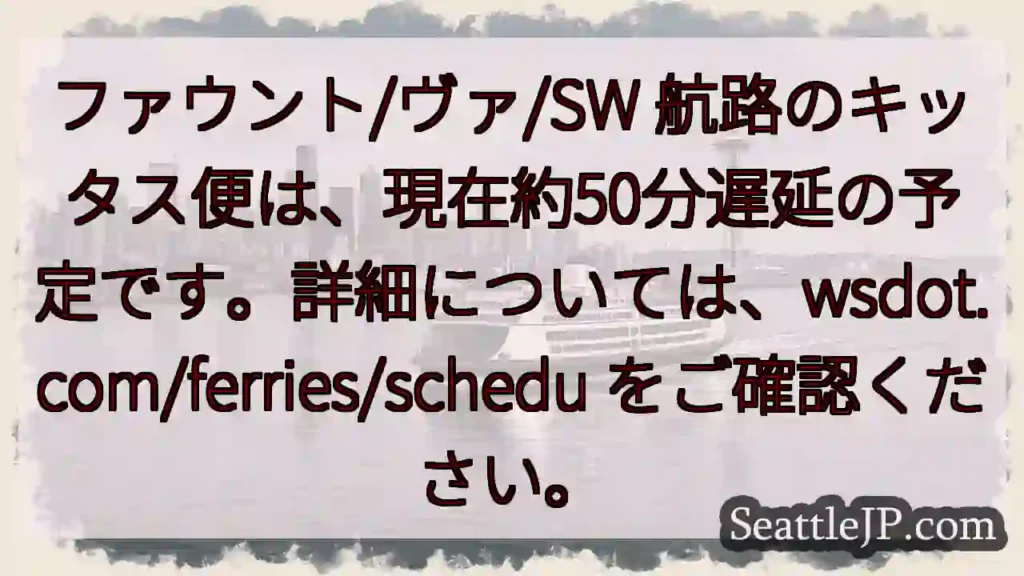 フェリー遅延：約50分