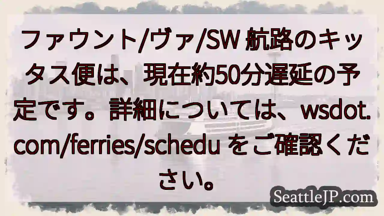 フェリー遅延：約50分