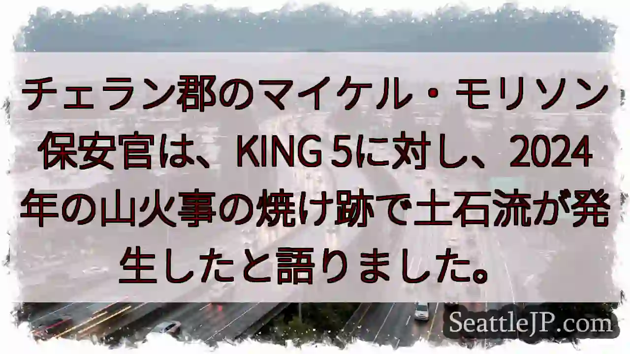 山火事焼け跡、土石流発生