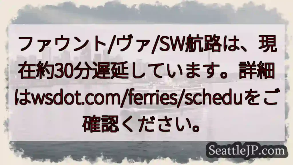 フェリー遅延：約30分