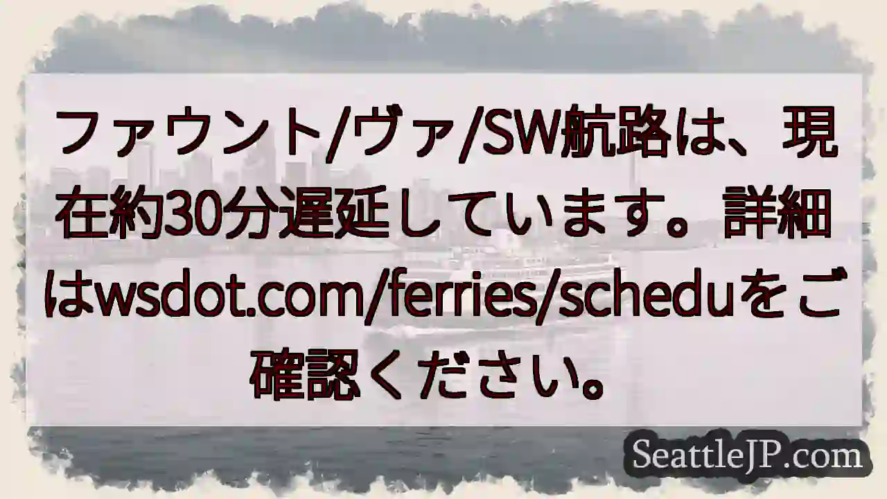 フェリー遅延：約30分