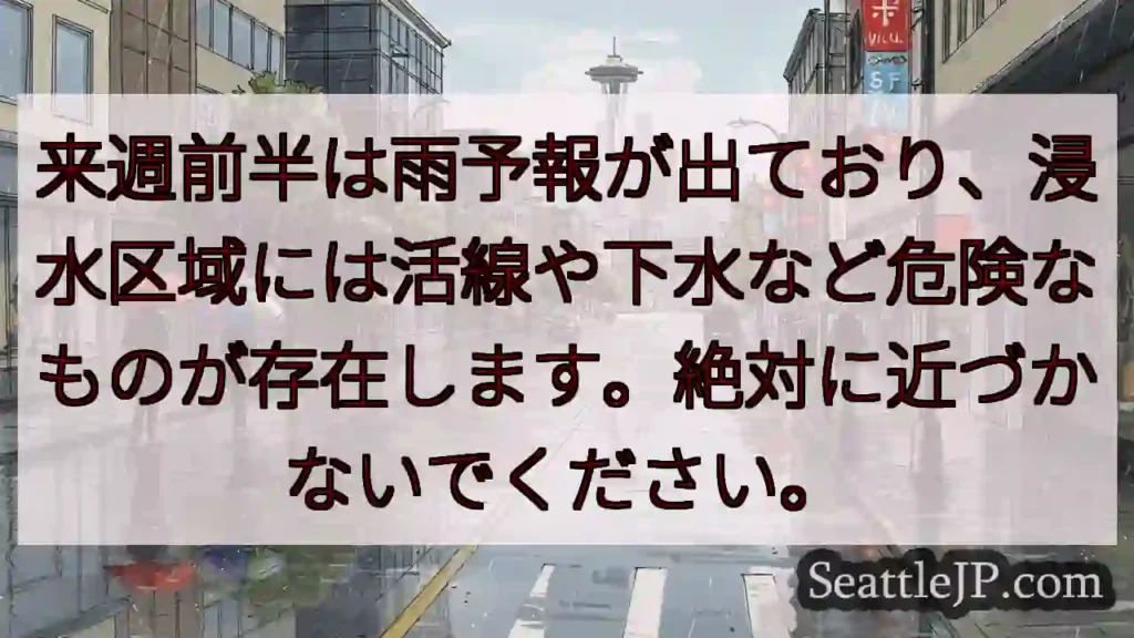 浸水区域へ絶対近づかない！危険！
