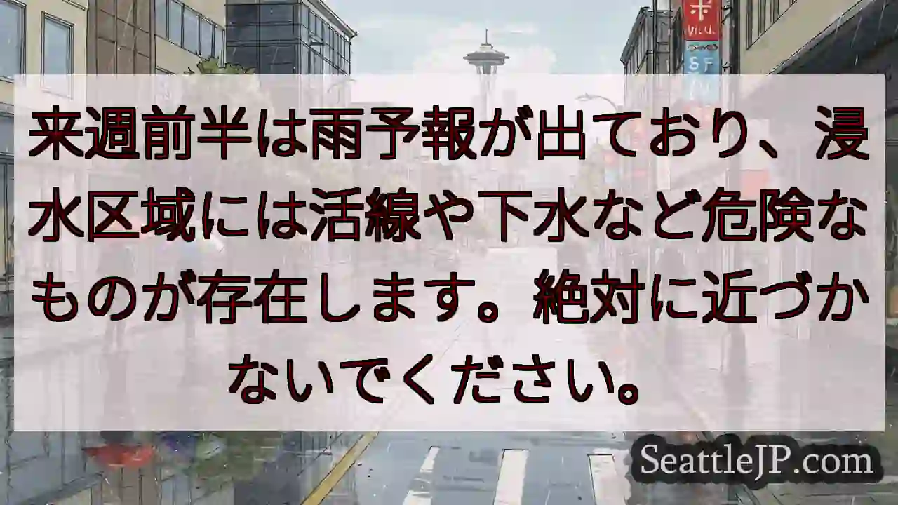 浸水区域へ絶対近づかない！危険！