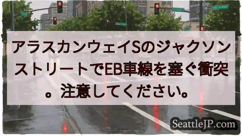 アラスカンウェイSのジャクソンストリートでEB車線を塞ぐ衝突。注意してください。