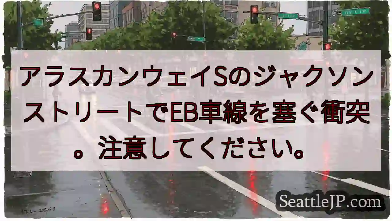 アラスカンウェイSのジャクソンストリートでEB車線を塞ぐ衝突。注意してください。