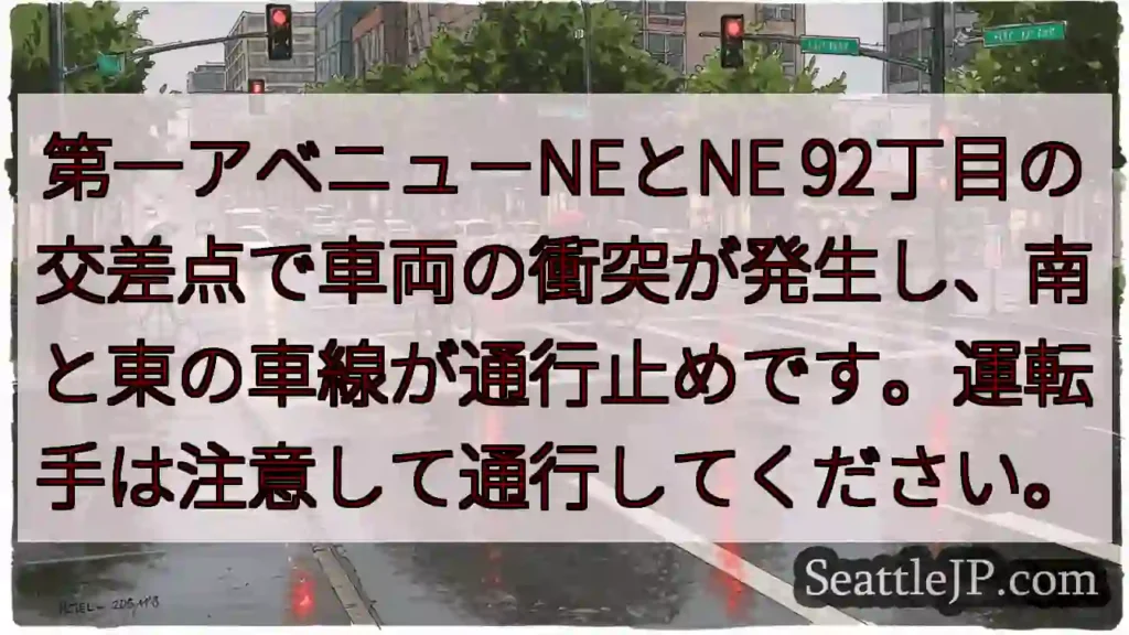 交差点で車両事故！通行止め規制あり