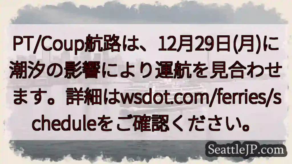 12/29 航行見合わせ！潮汐の影響で