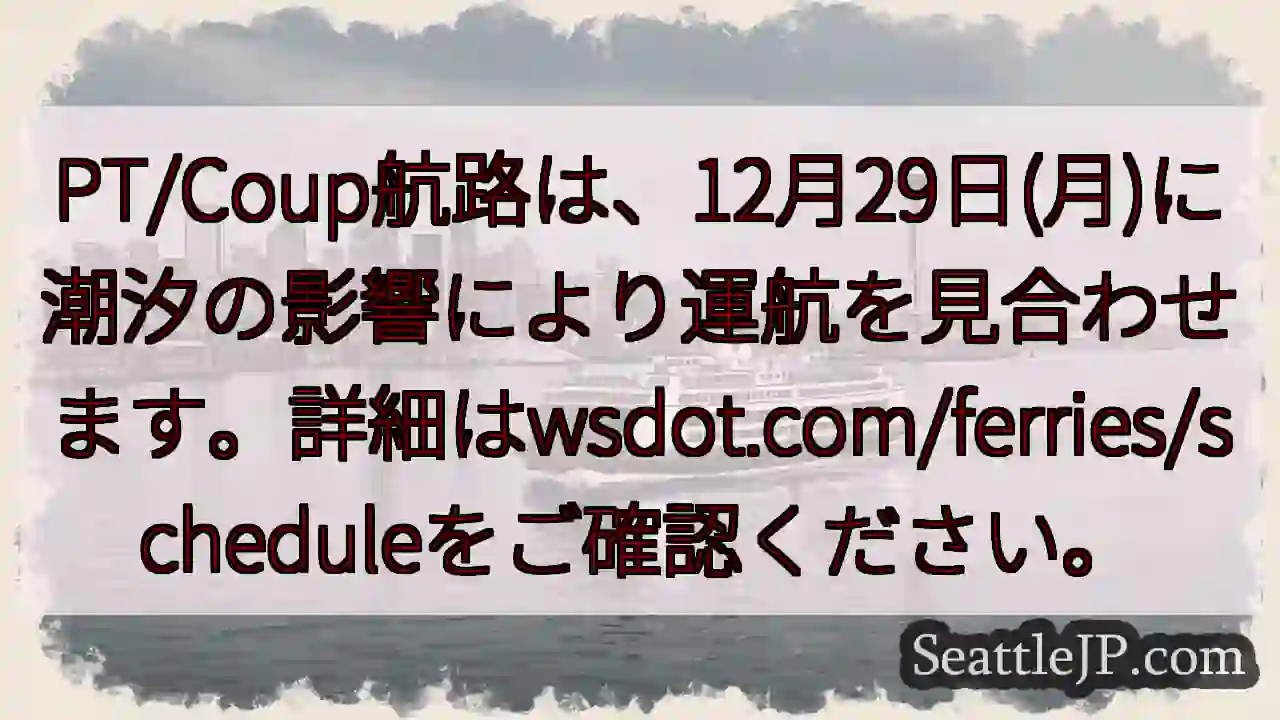 12/29 航行見合わせ！潮汐の影響で